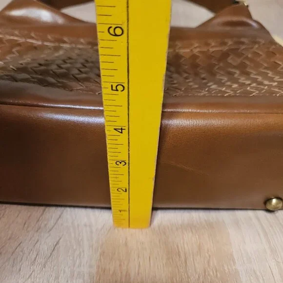 Patricia Nash Winnett Vintage Distressed Woven Leather Hobo Bag Cognac-NWT - Picture 11 of 12